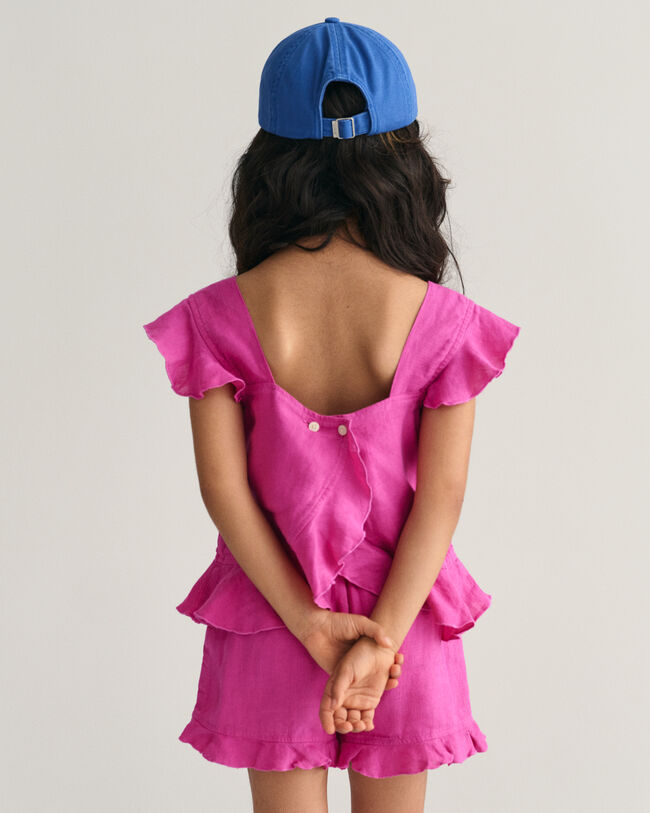 Girls Frilly Linen Top