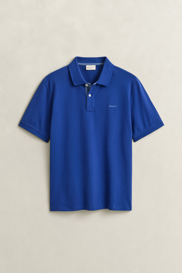 Contrast Piqué Polo Shirt — CRISP BLUE