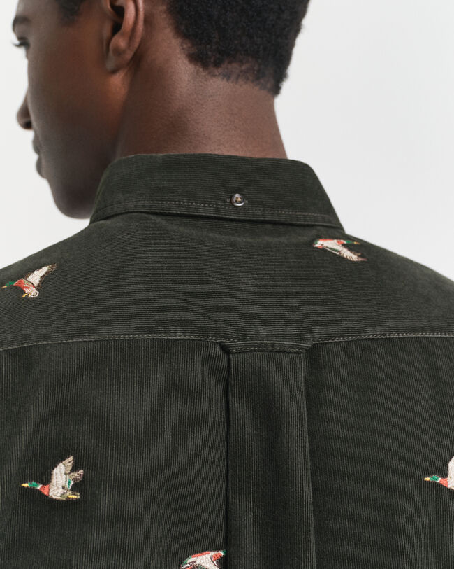 Regular Fit Embroidered Corduroy Shirt