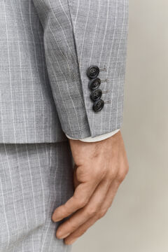 Pinstriped Suit Jacket — GREY MELANGE 5