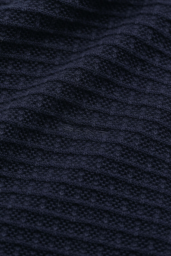 Textured Crew Neck Sweater — EVENING BLUE
