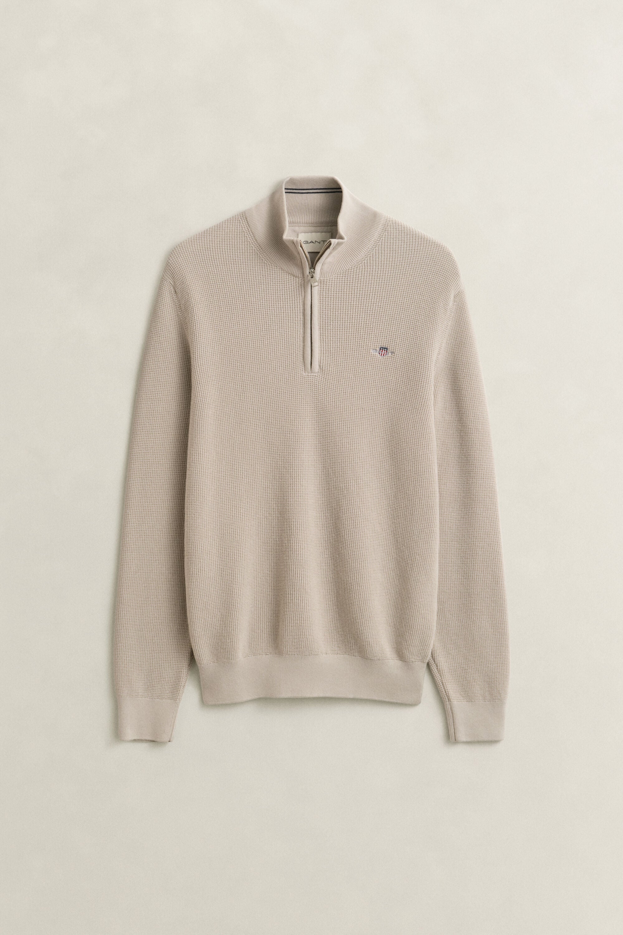 Textured Cotton Half-Zip Sweater