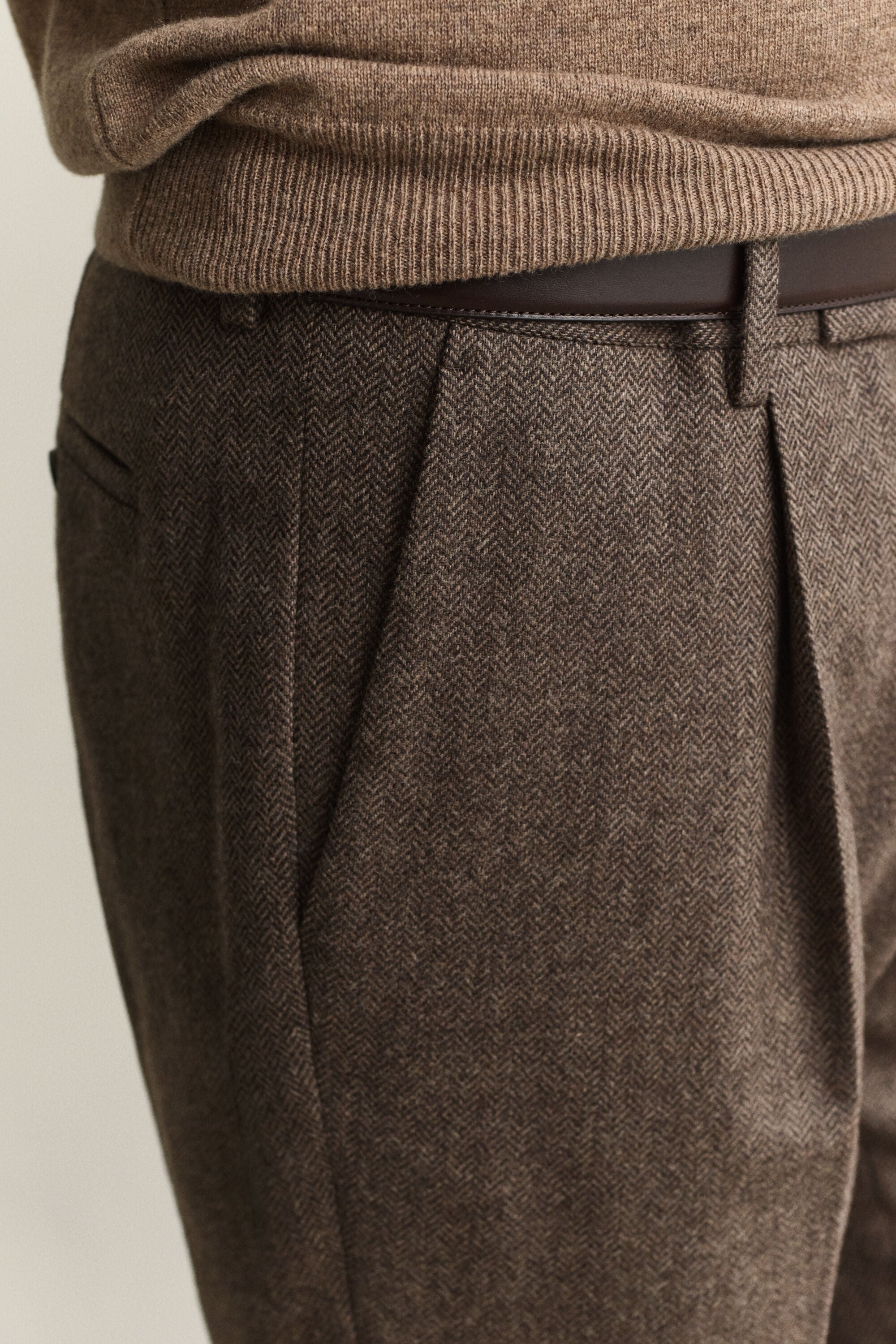 Wool Herringbone Suit Pants
