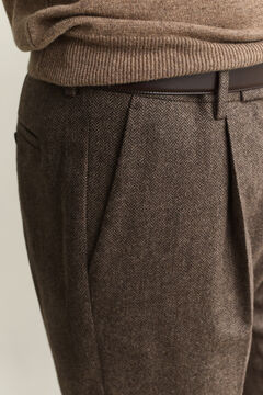 Wool Herringbone Suit Pants — BLACK BROWN 3