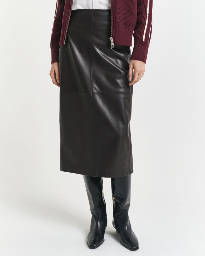 Leather Midi Pencil Skirt
