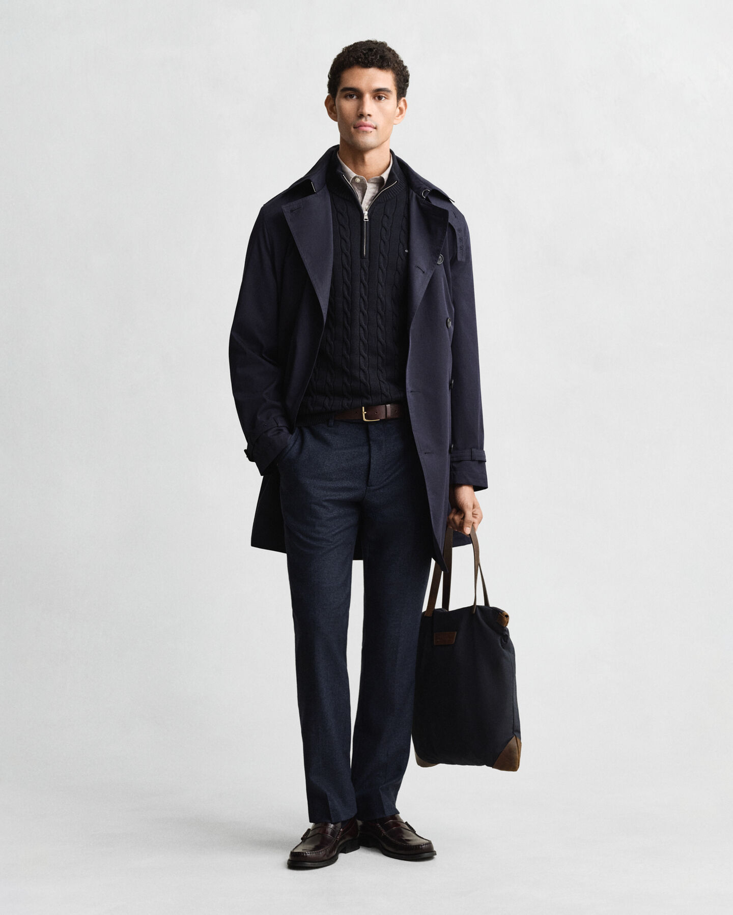 Cotton Cable Knit Half-Zip Sweater