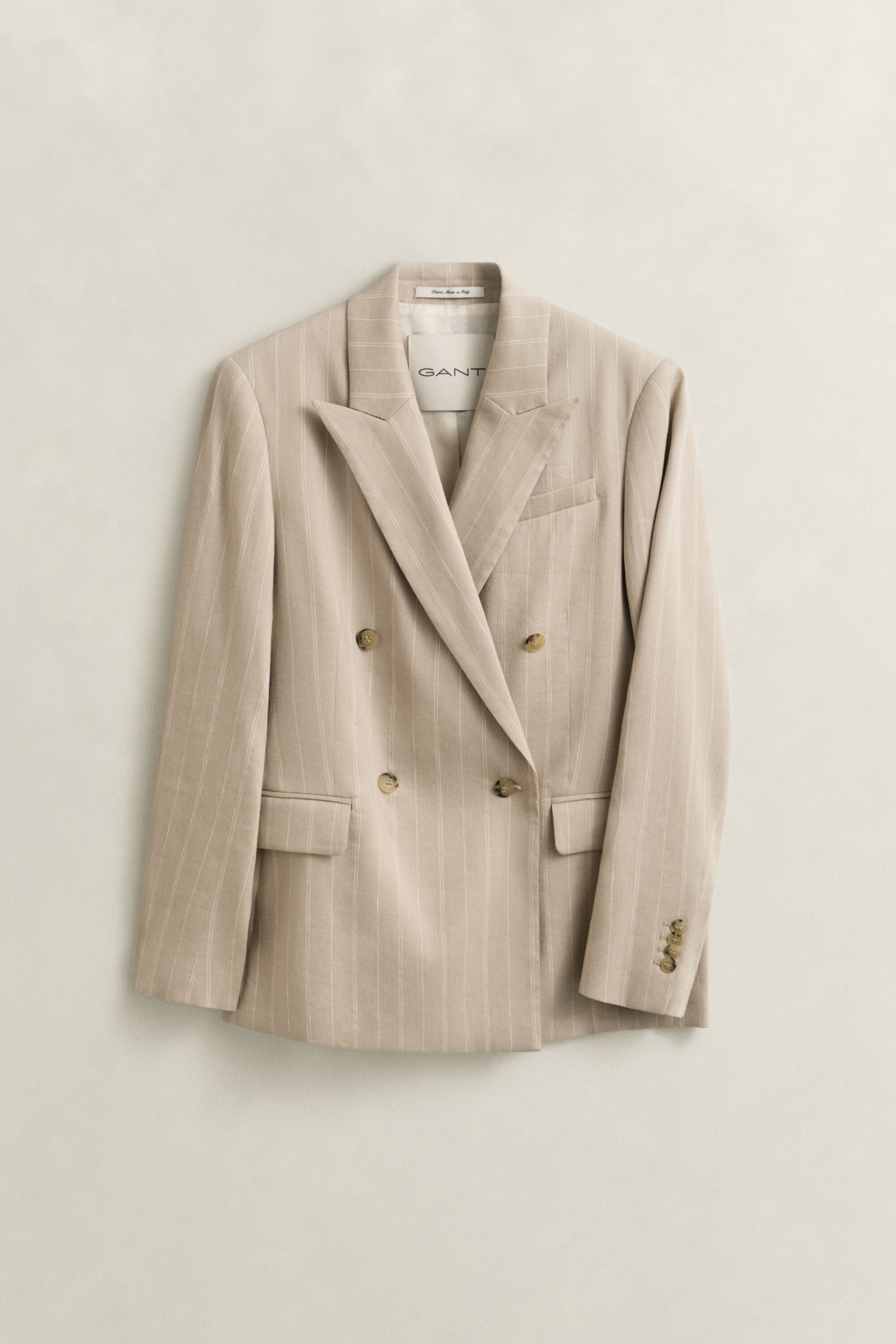 Pinstriped Linen Blend Blazer