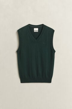 Cotton Wool V-Neck Vest — TARTAN GREEN 1