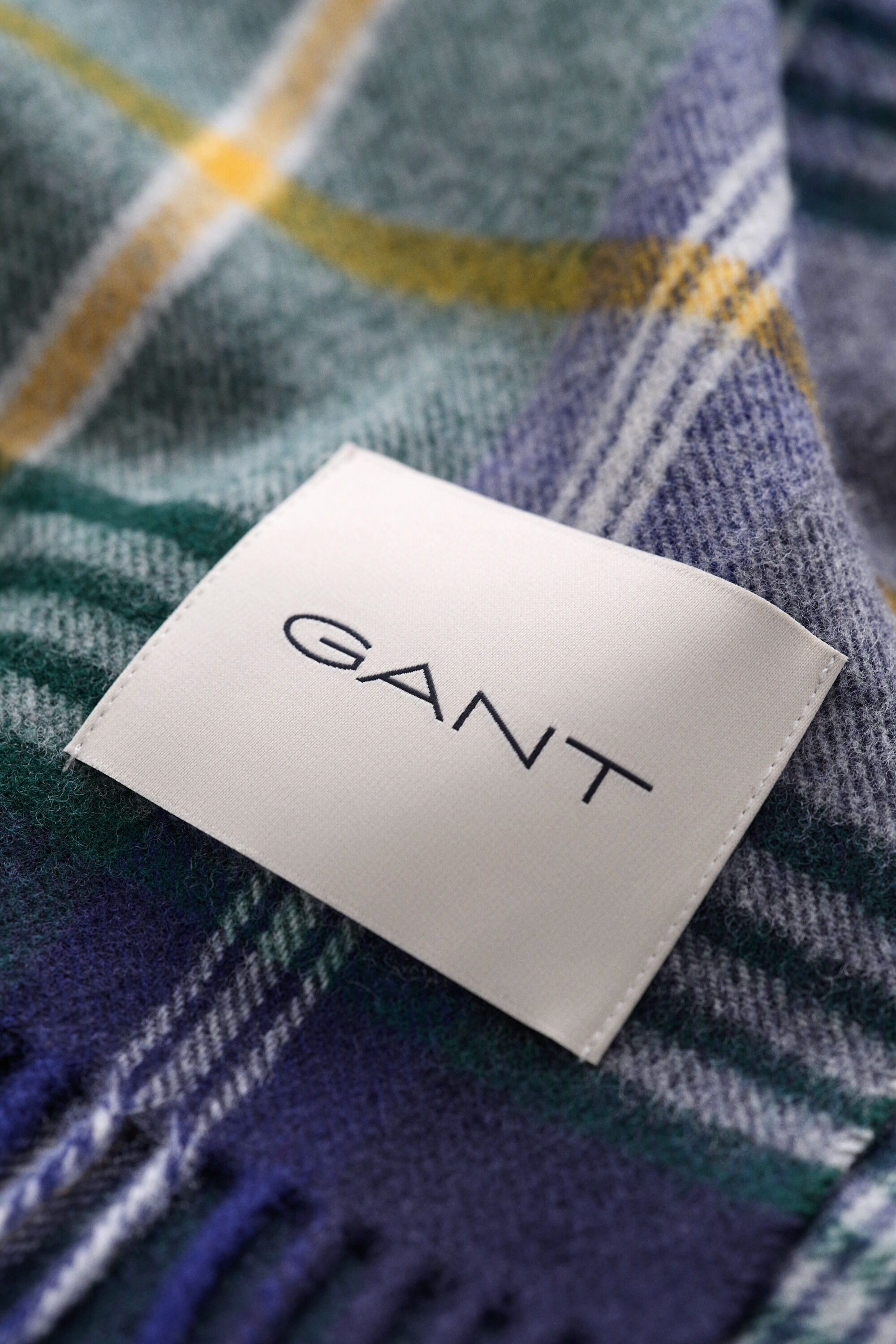 Checked Wool Scarf — MARINE