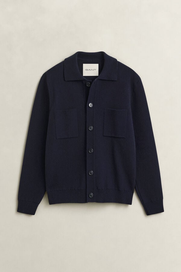 Double Knitted Overshirt — EVENING BLUE