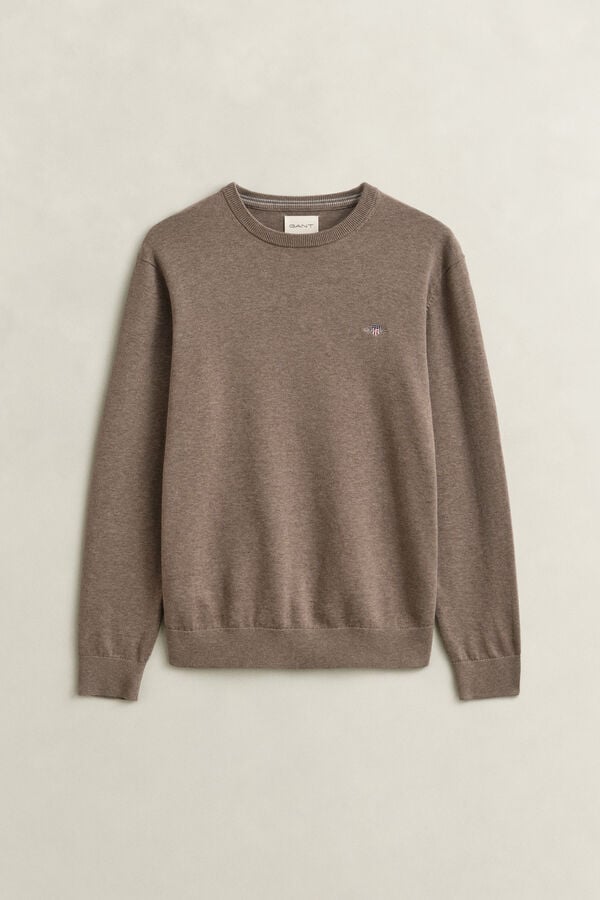 Cotton Crew Neck Sweater — DK HAZELNUT MELANGE