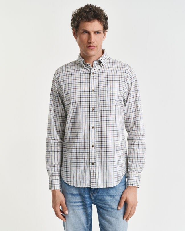 Regular Fit Tattersall Checked Twill Shirt