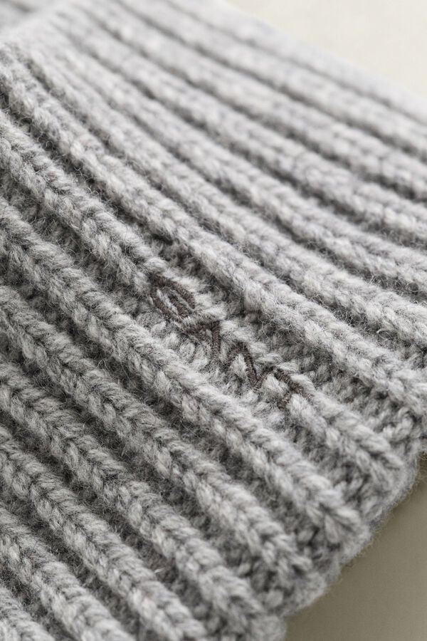 Ribbed Wool Cashmere Blend Beanie — GREY MELANGE