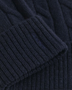 Wool Cable Knit Beanie — EVENING BLUE 1
