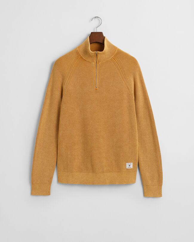 Washed Ribbed Half-Zip Sweater