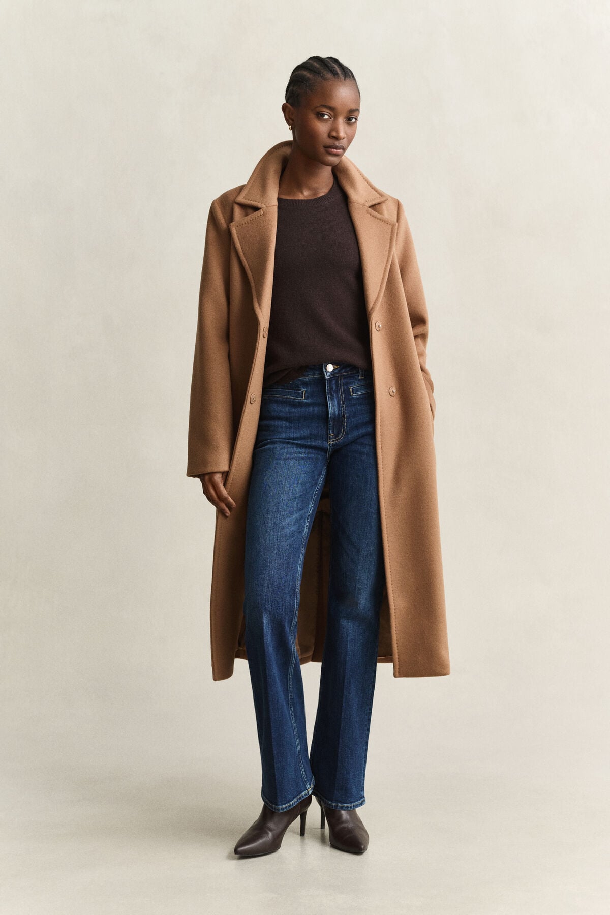 Monogram Flared Jeans — DARK BLUE WORN IN