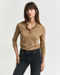 Seamless Buttoned Long Sleeve Polo Shirt