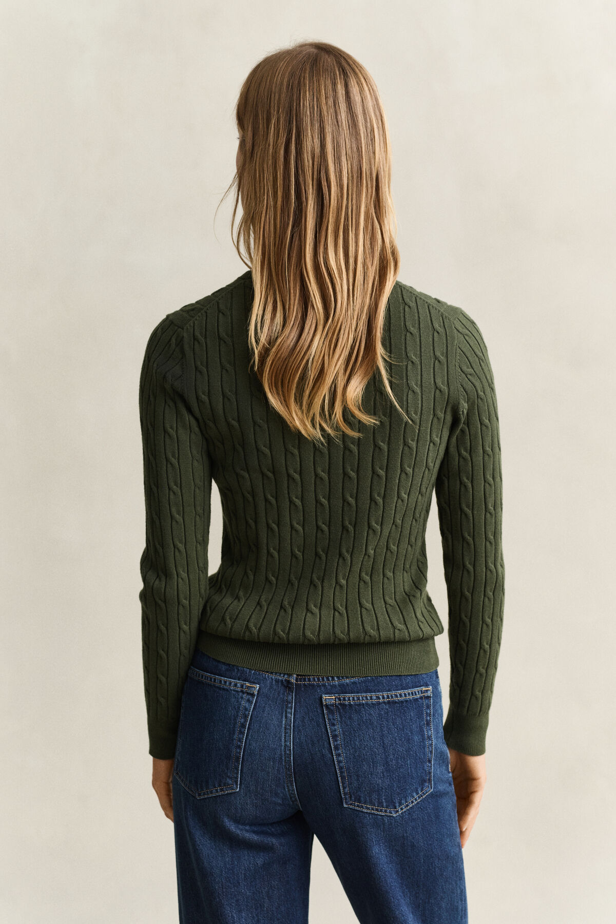 Classic Cable Knit Sweater — MOSSY GREEN
