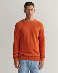 Cotton Piqu&eacute; Crew Neck Sweater