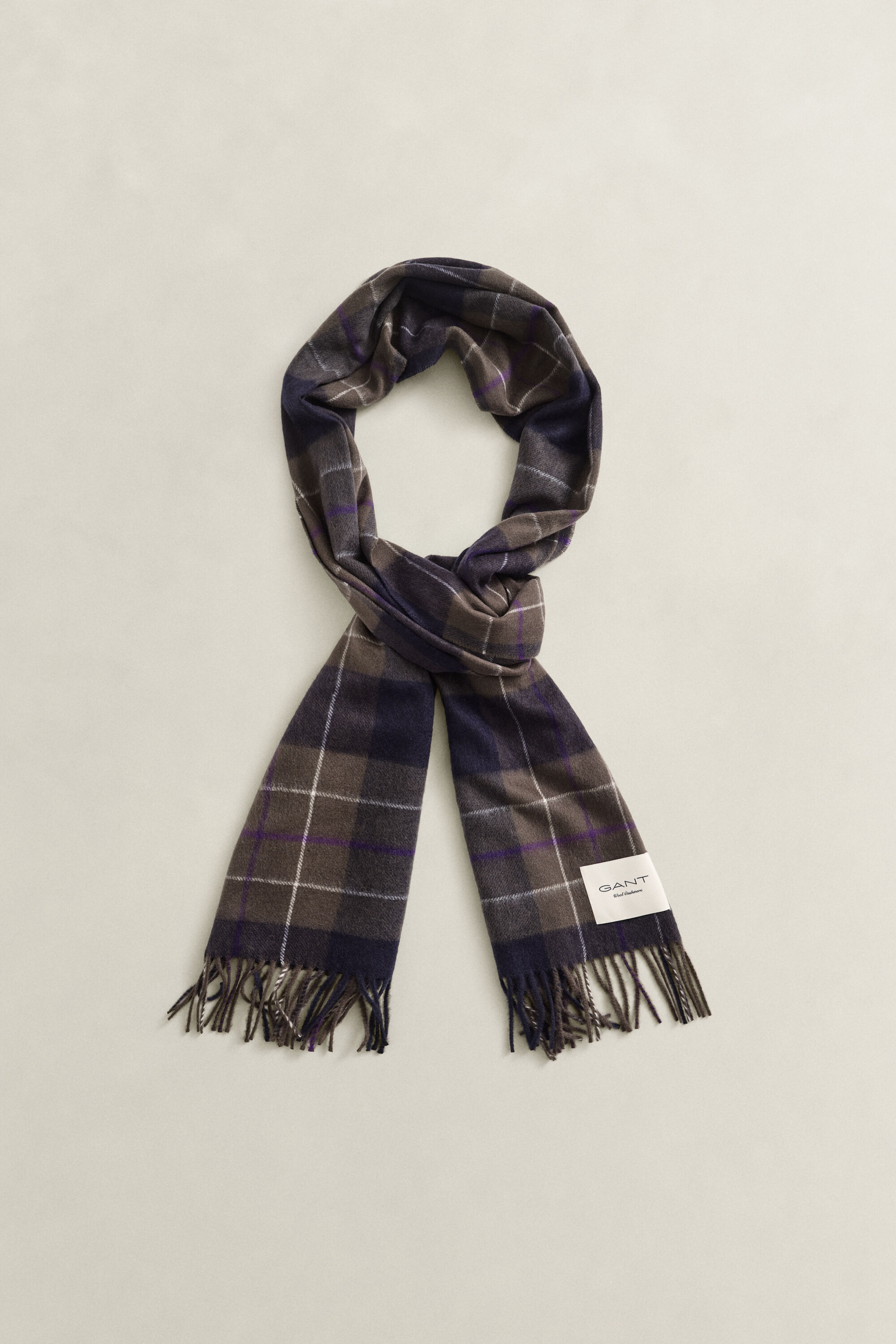 Checked Scarf — SHADOW BROWN