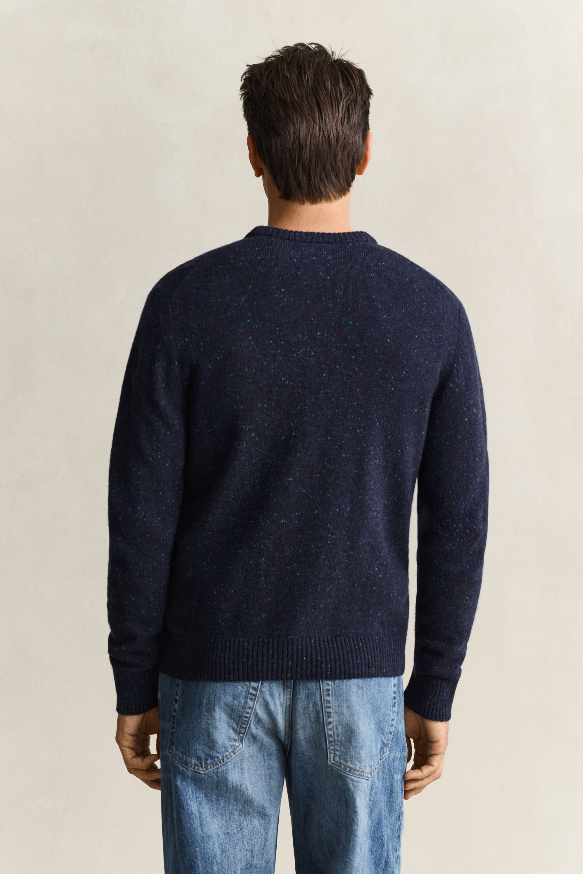 Wool Blend Nepps Crew Neck Sweater