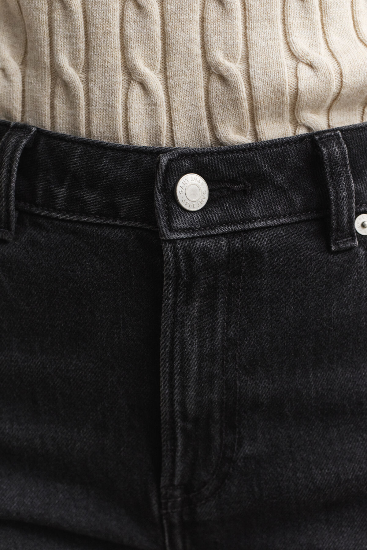 Straight Leg Stretch Jeans — BLACK WORN IN