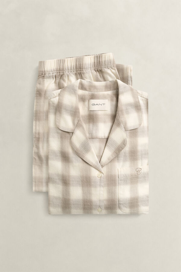 Checked Flannel Pajama Set — MIST TAUPE