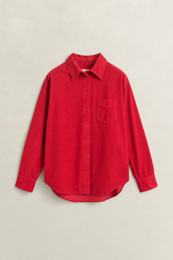 Relaxed Corduroy Shirt — RUBY RED