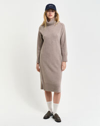 Herringbone Detail Turtleneck Dress