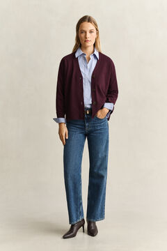 Superfine Lambswool Cardigan — DARKENED WINE 6