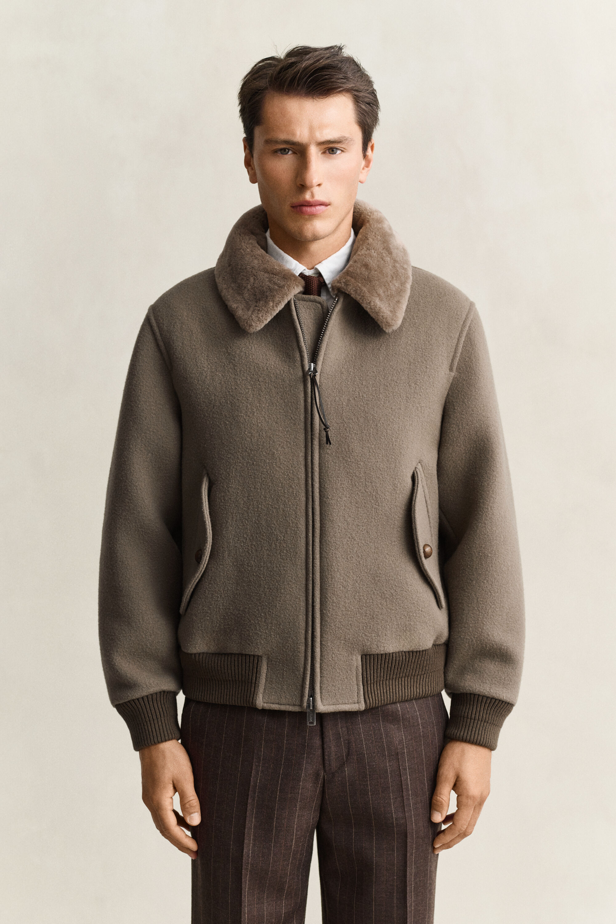 Wool Shearling Aviator Jacket