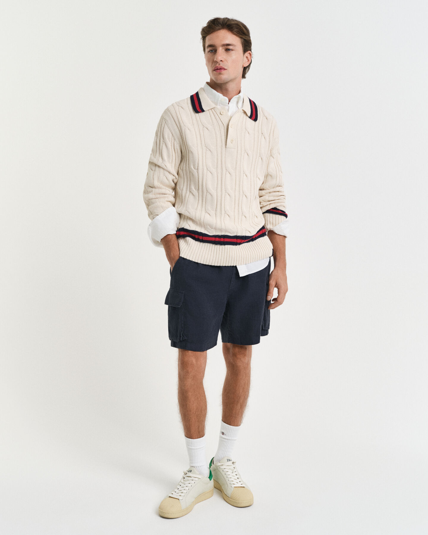 Cable Knit Polo Sweater