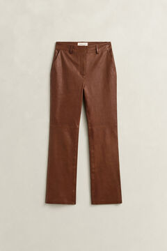 Flared Leather Pants — MAHOGANY BROWN 1