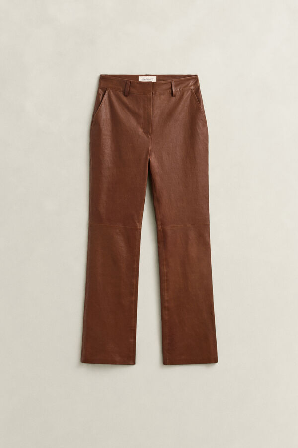 Flared Leather Pants — MAHOGANY BROWN