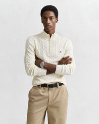 Cotton Cable Knit Half-Zip Sweater