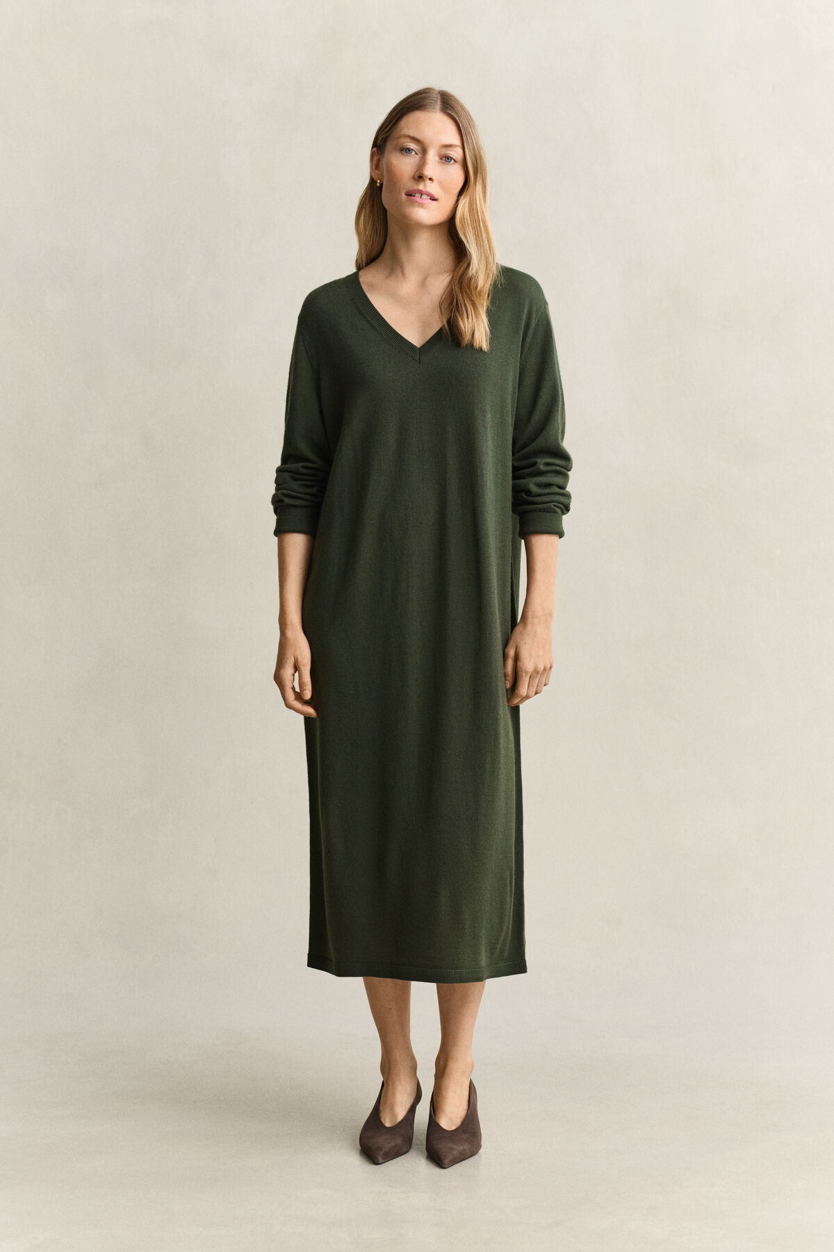 Extra Fine Merino Wool Dress — MOSSY GREEN