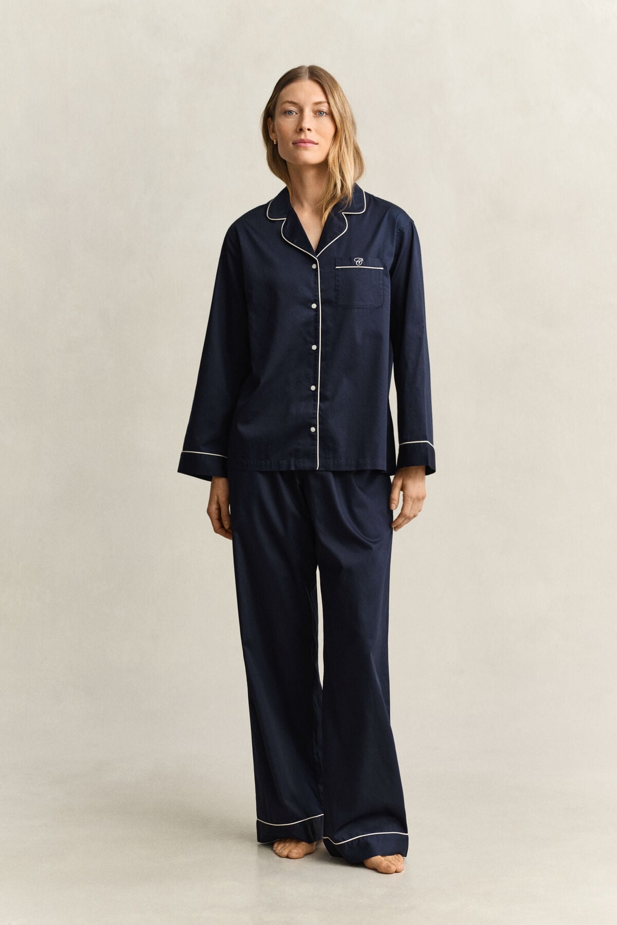 Satin Pajama Set — EVENING BLUE