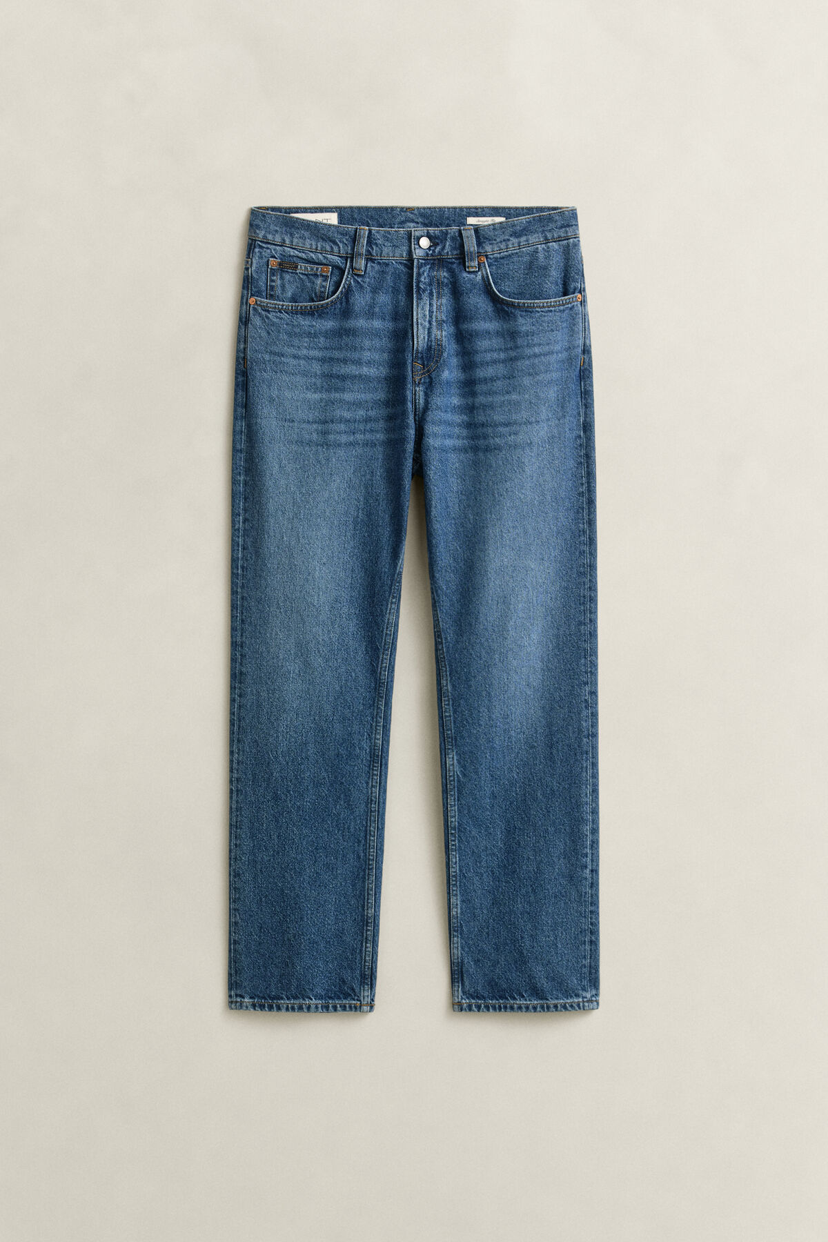 Straight Jeans — MID BLUE WORN IN