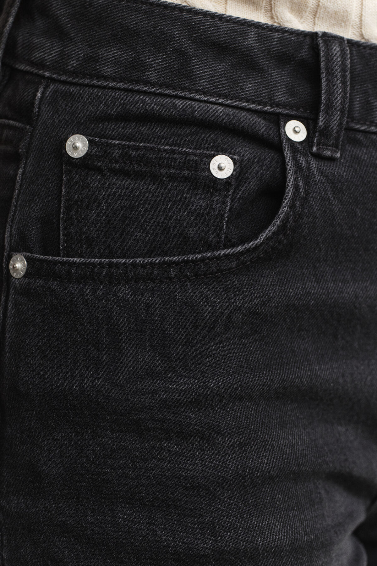 Straight Leg Stretch Jeans — BLACK WORN IN