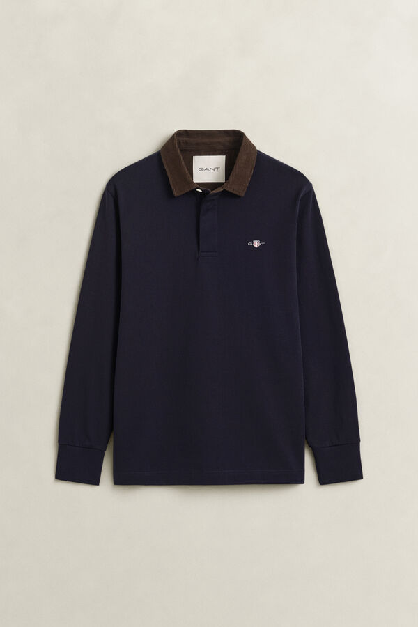 Corduroy Collar Rugger — EVENING BLUE
