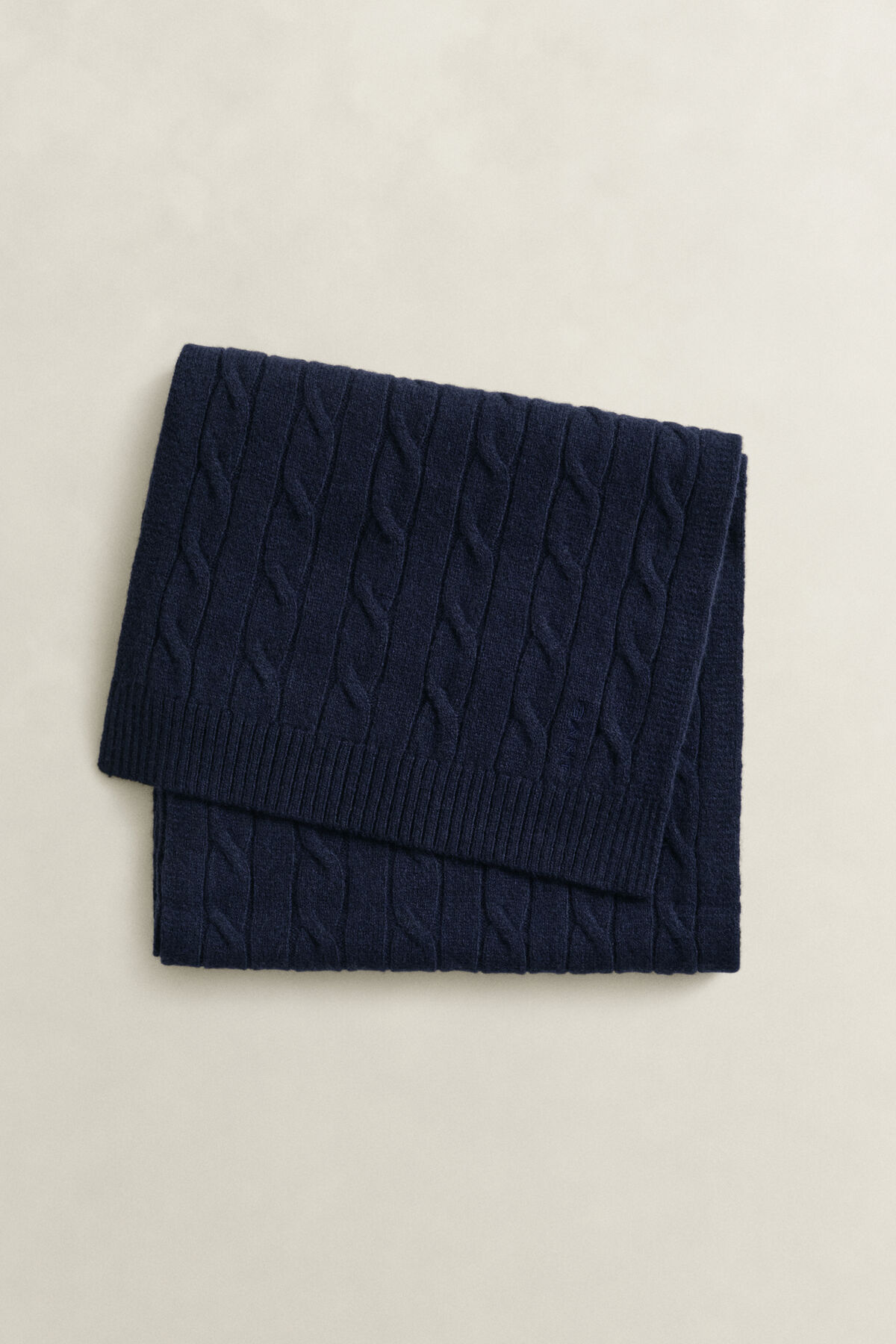 Wool Cable Knit Scarf — EVENING BLUE