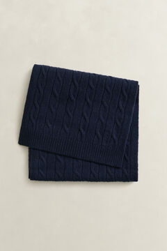 Wool Cable Knit Scarf — EVENING BLUE 3