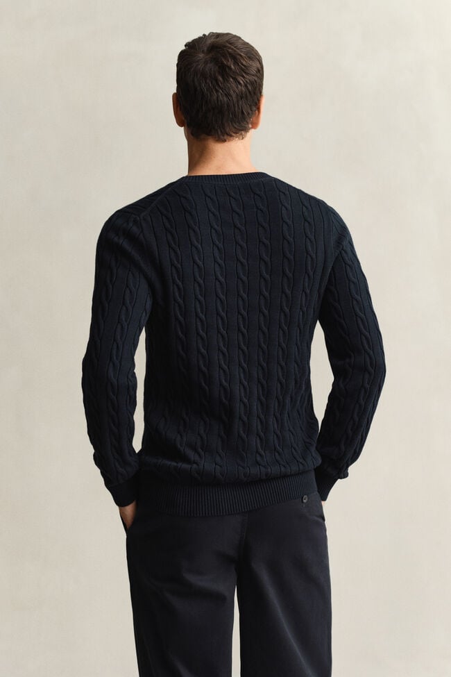 Cotton Cable Knit Crew Neck Sweater