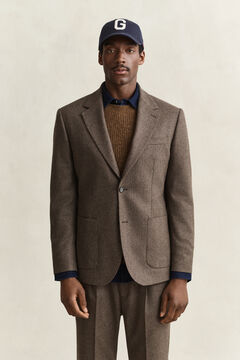 Wool Herringbone Suit Jacket — BLACK BROWN 7