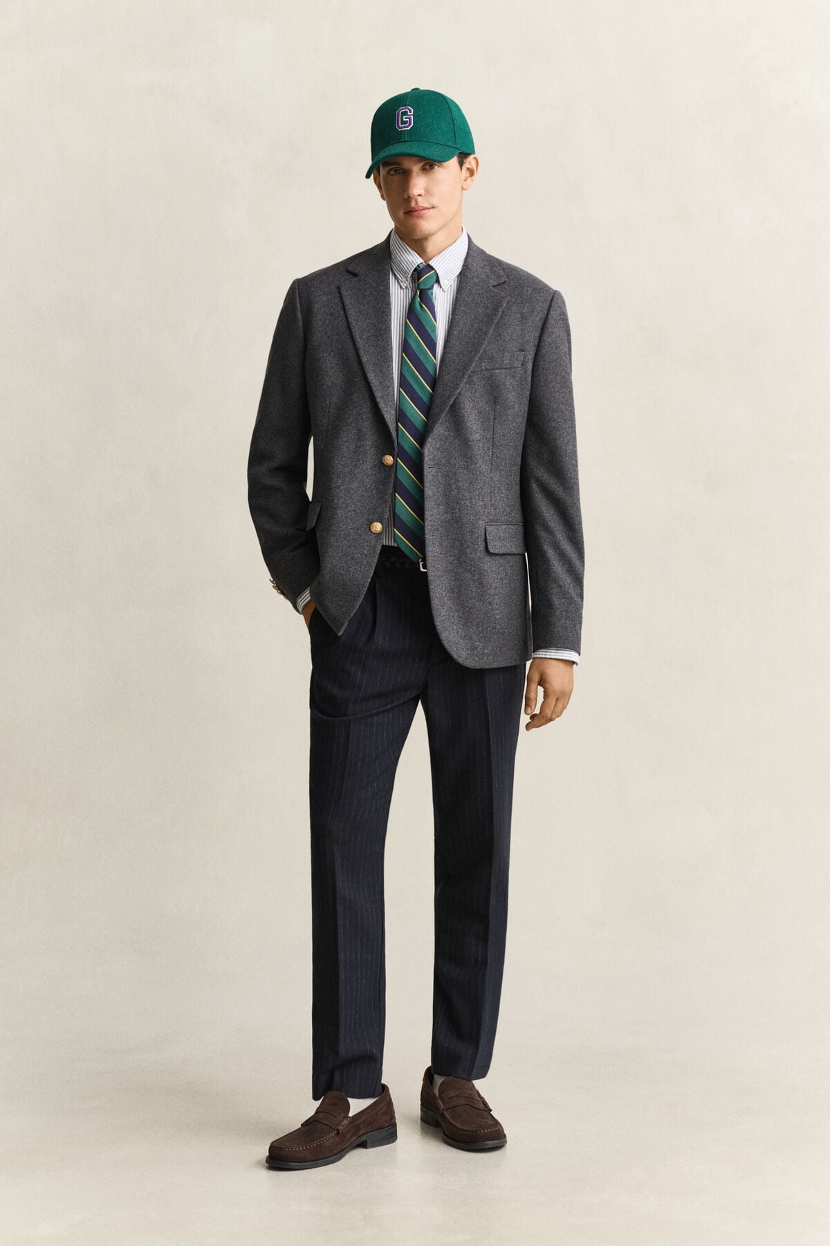 Tapered Wool Flannel Pants — EVENING BLUE