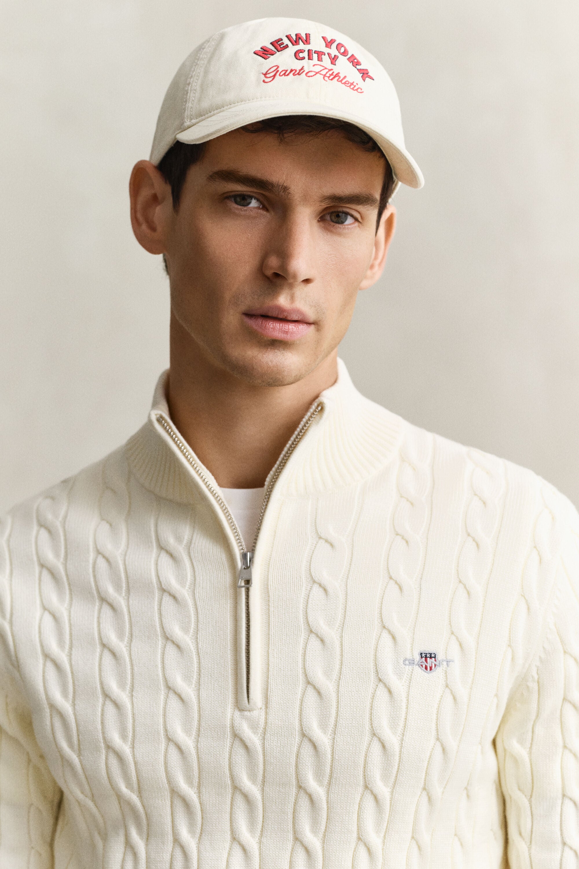 Cotton Cable Knit Half-Zip Sweater