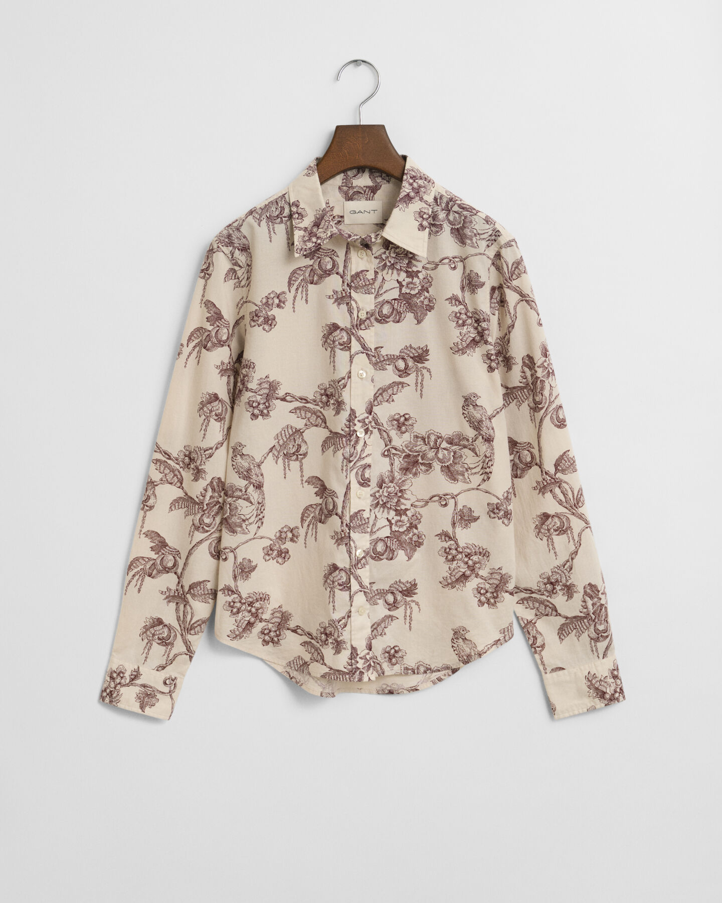 Regular Fit Tree Printed Cotton Voile Shirt