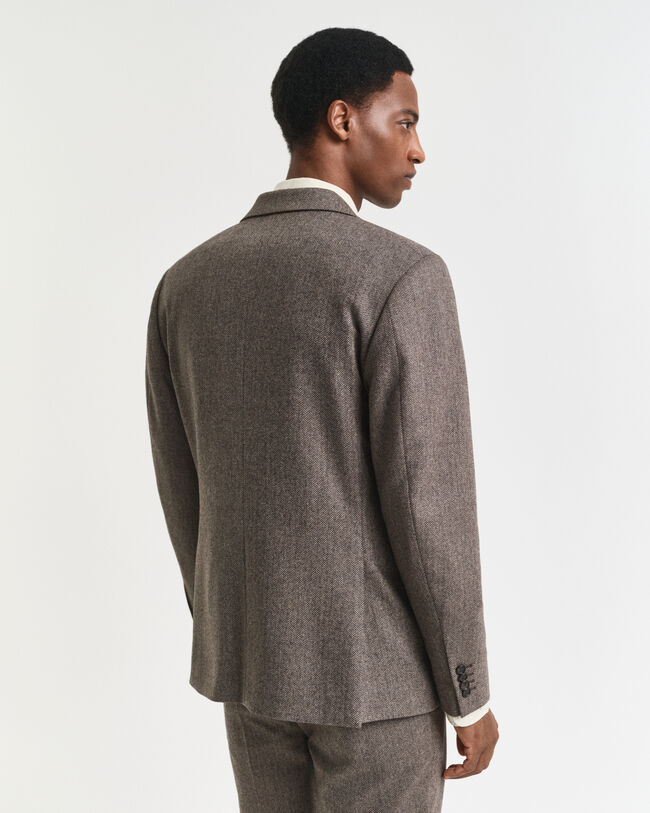 Slim Fit Flannel Herringbone Suit Jacket