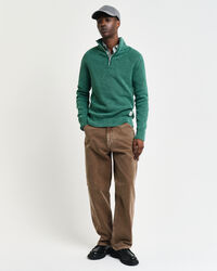 Washed Ribbed Half-Zip Sweater