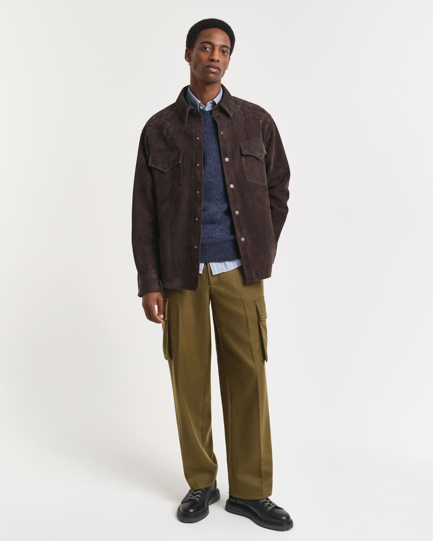 Wool Blend Mouliné Crew Neck Sweater